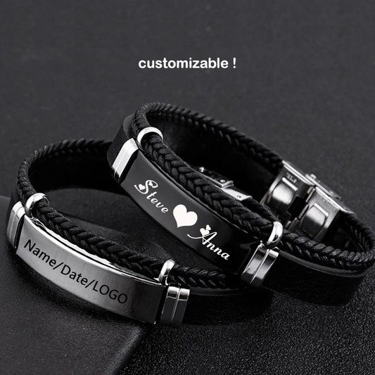 Leather Bracelets for Men /Women Customizable Engraving Personalized